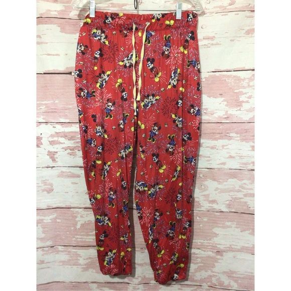 Disney Minnie Mouse Lounge Pants Red Multi Size XL (16/18) Side Pockets! - Picture 14 of 15